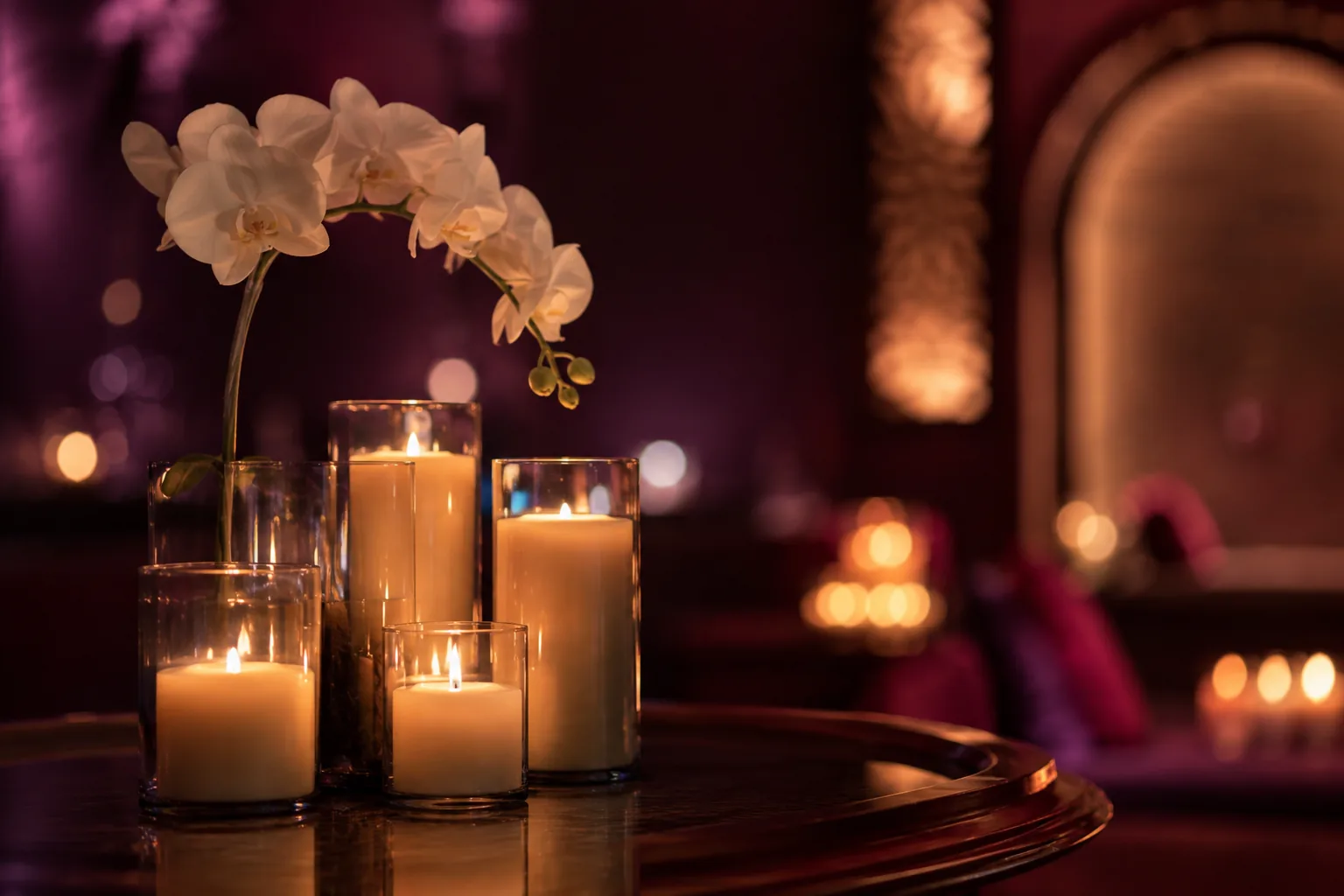 Mum ve orkide düzeni — Lila Spa, Esenler misafirlerine hizmet veren salon