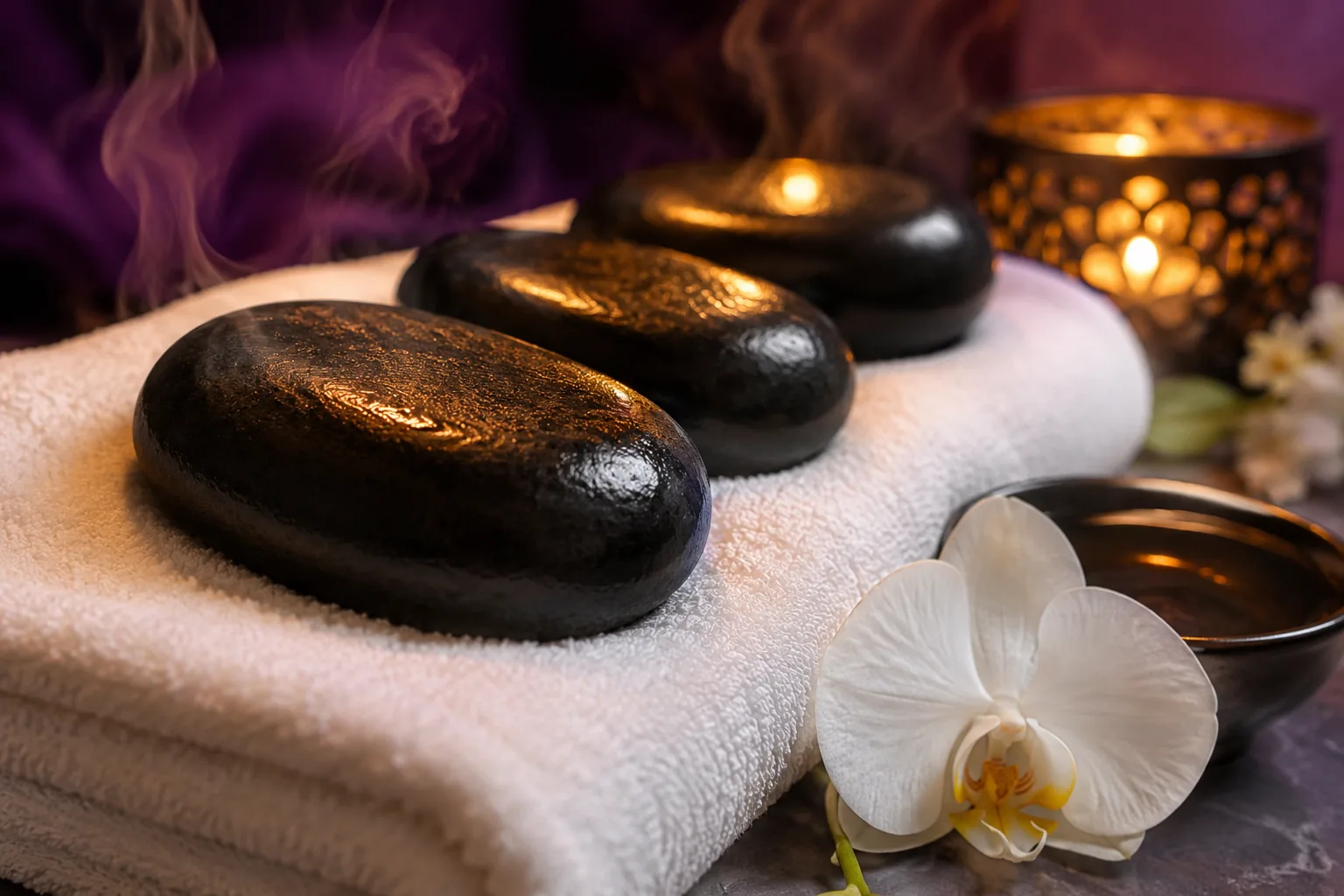 Sıcak taş masajı uygulaması — Lila Spa, Esenler misafirlerine hizmet veren salon